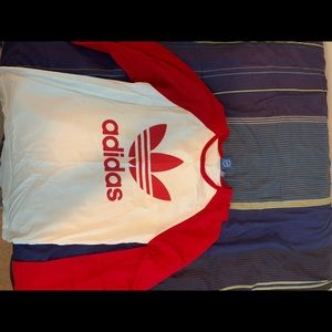 Adidas Red and White Long sleeve